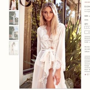 NWT Homebodii Helena Lace Wedding Bridal Robe - Size XS